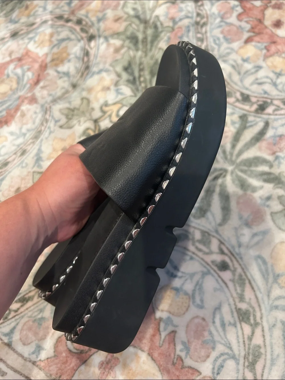 Chinese Laundry Black studded slide sandals